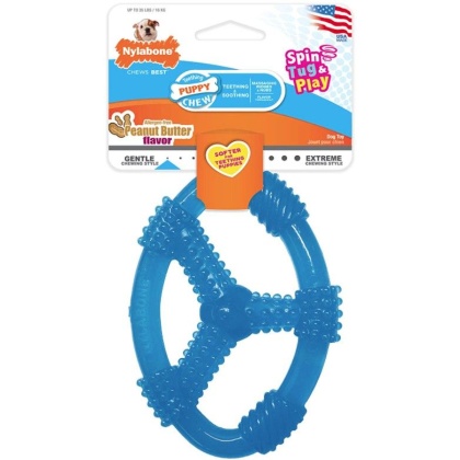 Nylabone Puppy Chew Ring Peanut Butter Toy - Wolf